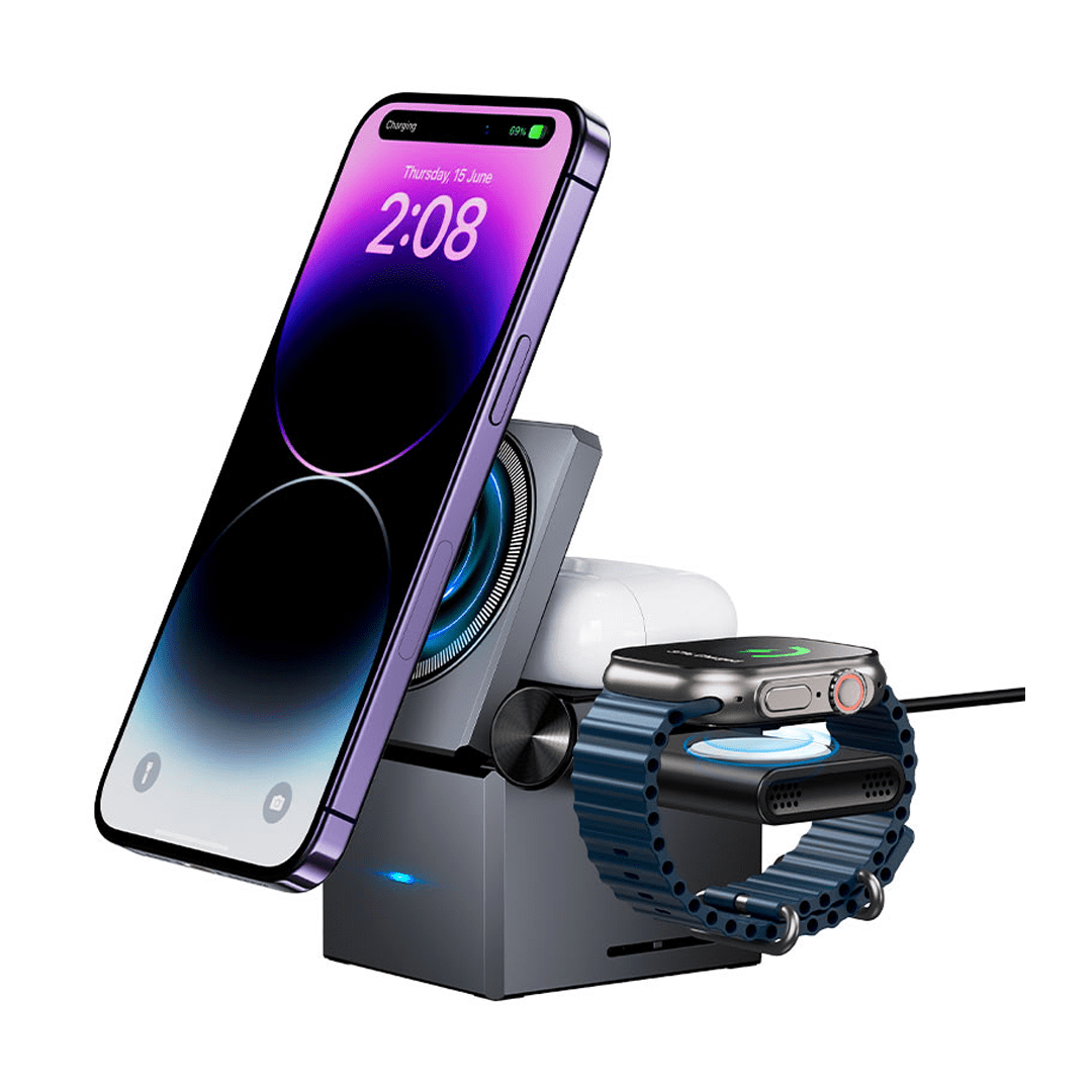 HOCO 15W Foldable 3-in-1 Wireless Charging Stand